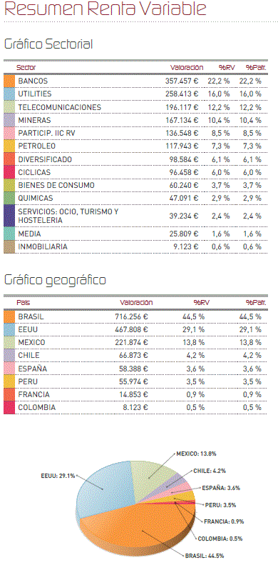 Gráfico sectorial y gráfico geográfico.