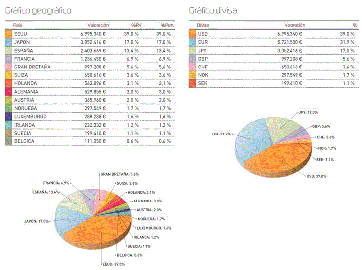 Gráfico geográfico y gráfico divisa.